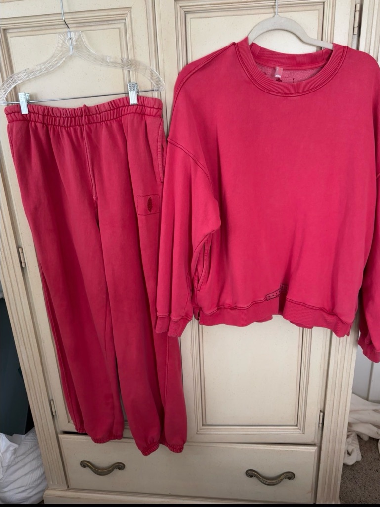 Free People Hot Pink Ribbed Sweatshirt